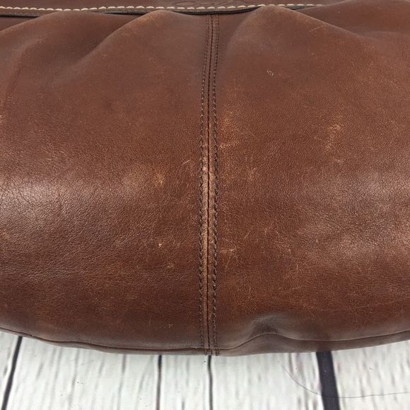 Vintage Coach SOHO Pleated Brown Leather Curved Shoulder Bag - Picture 8 of 14